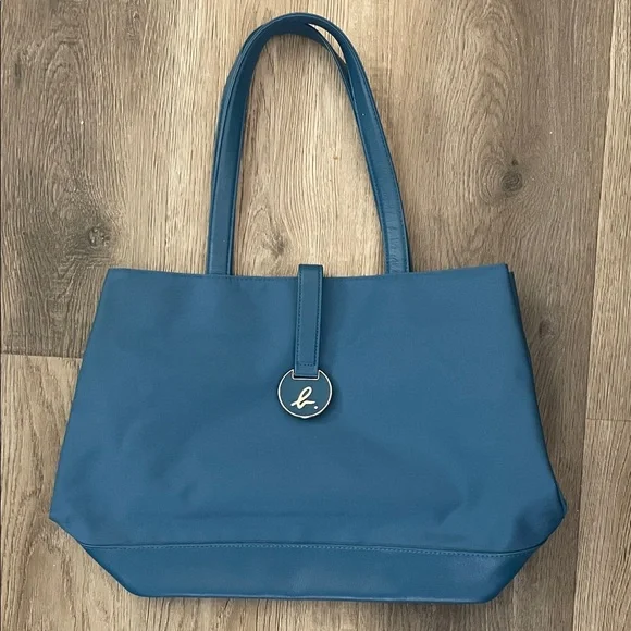 Agnes B Voyage Tote Bag Turquoise Blue Nylon Leather Bag Agnès B. France - Picture 2 of 11